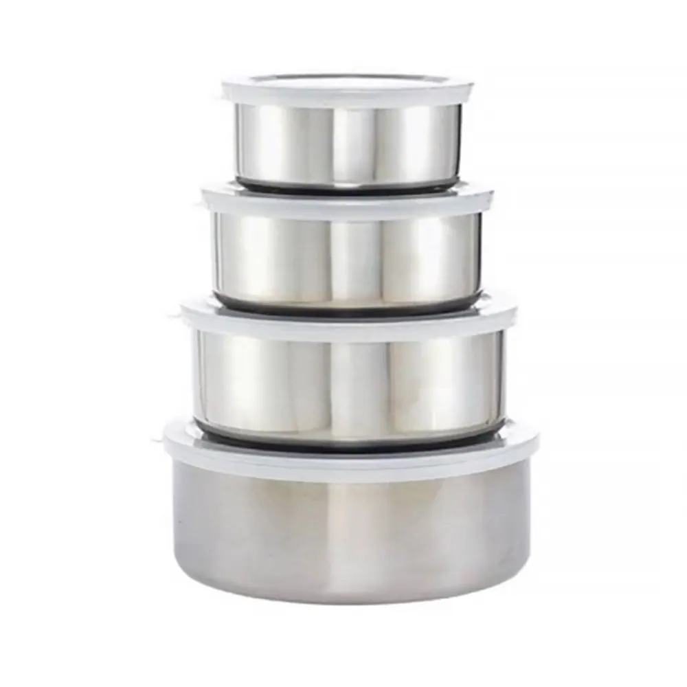 Conjunto de Tigelas Inox com Tampa — 4 peças — imagem principal