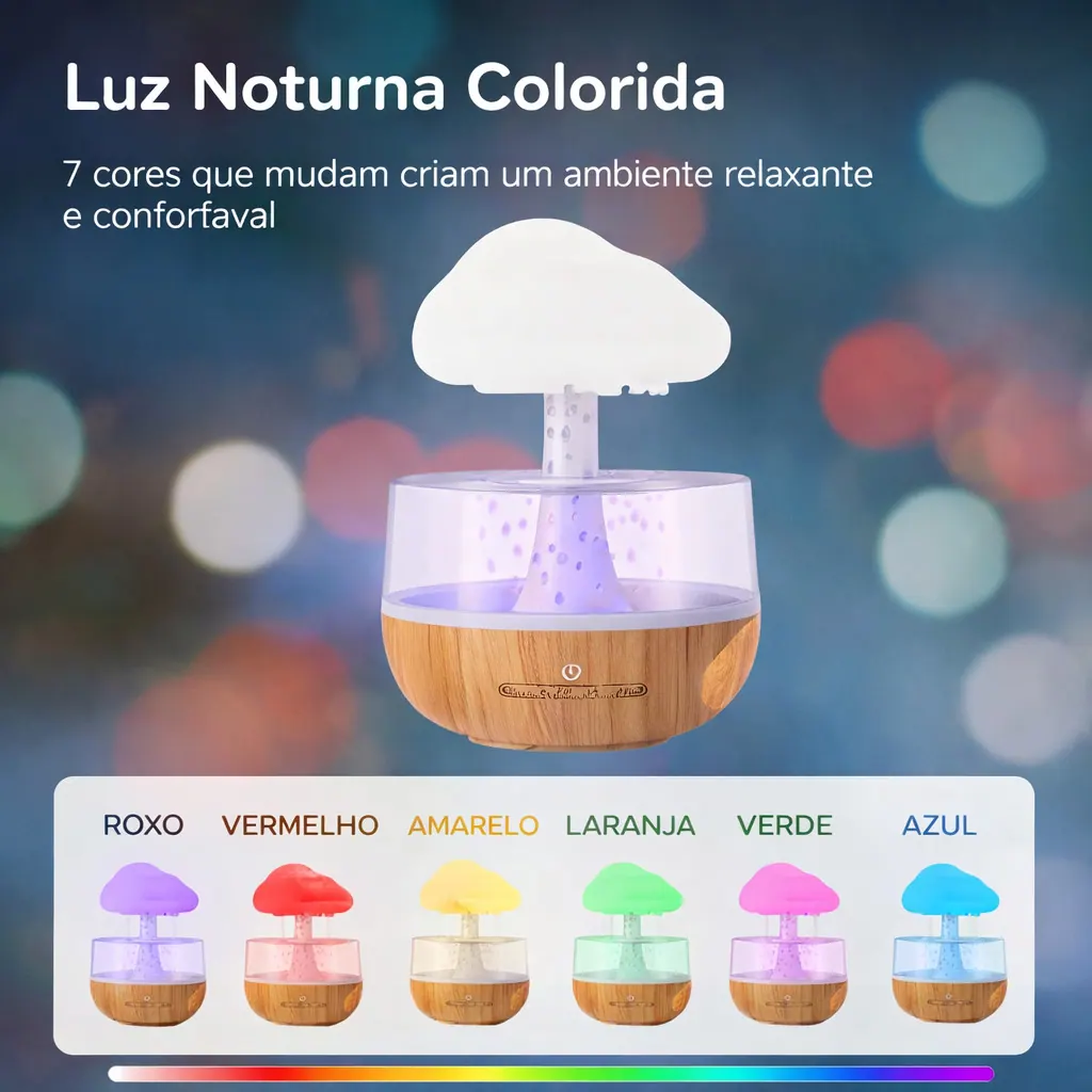 Umidificador Nuvem de Chuva 2 em 1 com Difusor — imagem 3