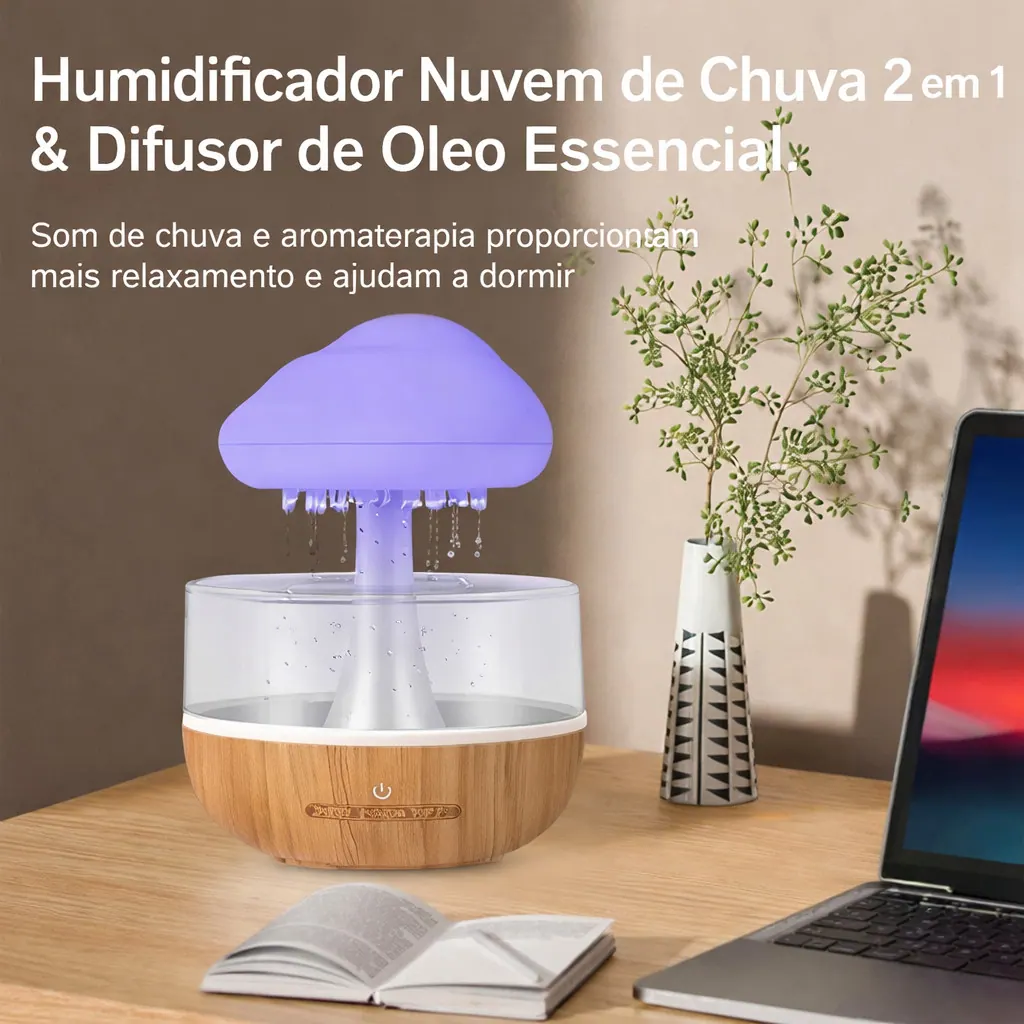 Umidificador Nuvem de Chuva 2 em 1 com Difusor — imagem 4