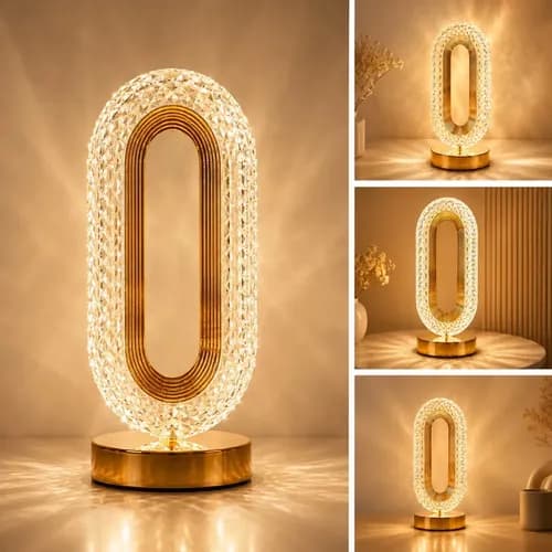 Luminária De Mesa 27 Cm Dourado Cristal 5w — imagem 4