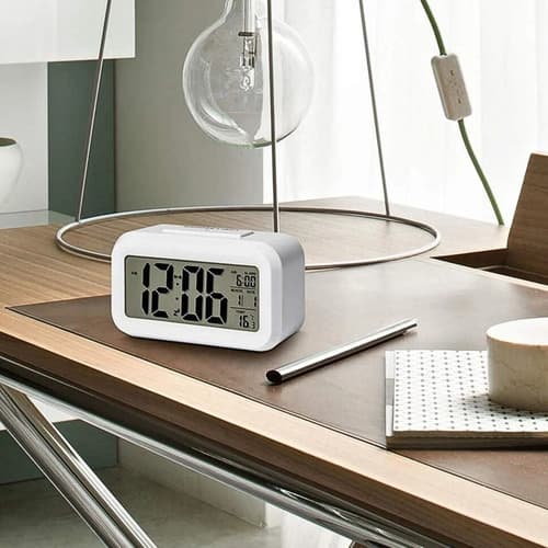 Mini Relógio Digital Com Led E Temperatura Alarme Data E Mês Branco 12v — imagem 3