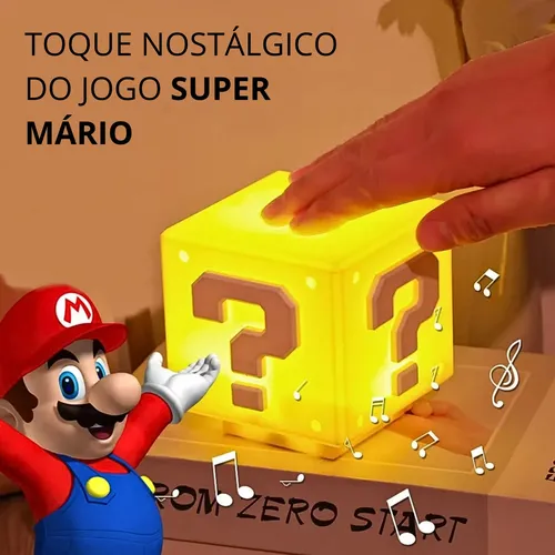 Luminária Cubo Mesa Com Som Super Mario Bros Geek Game Amarelo Branco 3.7 — imagem 5