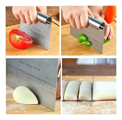 Espátula Multiuso Cortador De Massa Inox Com Medidor Prateado — imagem 4