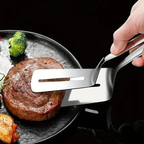 Pinça Espátula Inox Multiuso Para Cozinha Prateado — imagem 4
