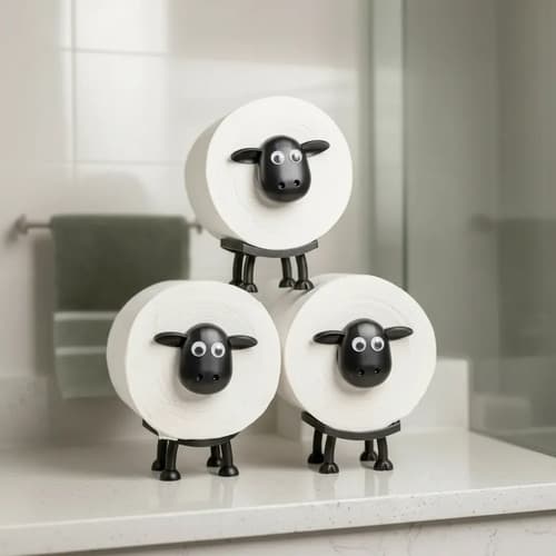 Suporte Para Papel Higiênico Ovelhas Decoração De Banheiro Preto — imagem 4