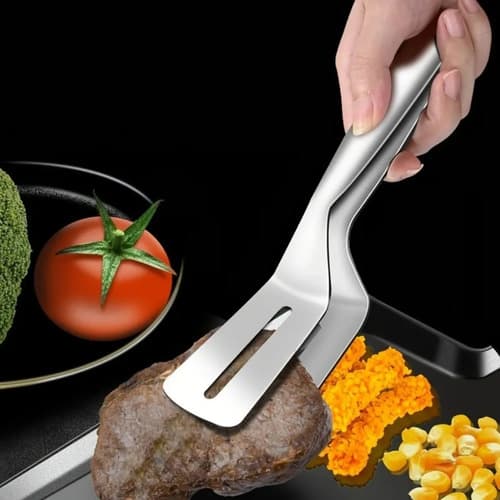 Pinça Espátula Inox Multiuso Para Cozinha Prateado — imagem 3