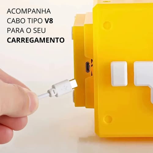 Luminária Cubo Mesa Com Som Super Mario Bros Geek Game Amarelo Branco 3.7 — imagem 4