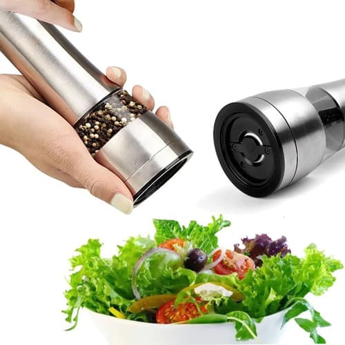 Moedor De Temperos Manual Saleiro E Pimenteiro Aço Inox Prateado — imagem principal